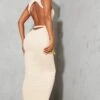 Stone Rib Cut Out Back Detail Tie Waist Midaxi Dress
