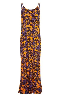 Orange Shadow Leaf Low Back Oversized Maxi Beach Dress -Cheap Dress Store fae84a56a64cccabd134c612670cc6f111e8b4a8 CMC6340 3